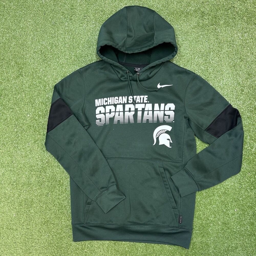 Michigan State Spartans Nike Hoodie Mens Small Sweatshirt Football Green Sports